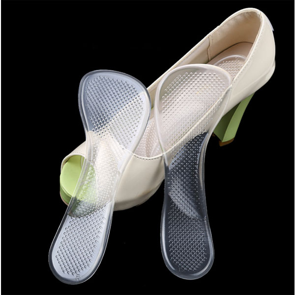 New Durable Self Sticky Gel Bone Shape Suede Cover Women High Heel 3 /4 Silikon Gel Insoles For Ladies ZG -354